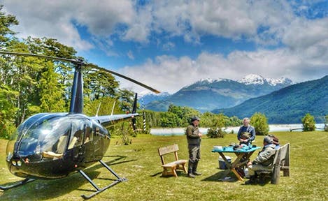Helicopter at El Barraco Lodge in Chile